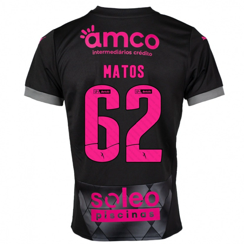 Danxen Enfant Maillot Nuno Matos #62 Noir Rose Tenues Extérieur 2024/25 T-Shirt