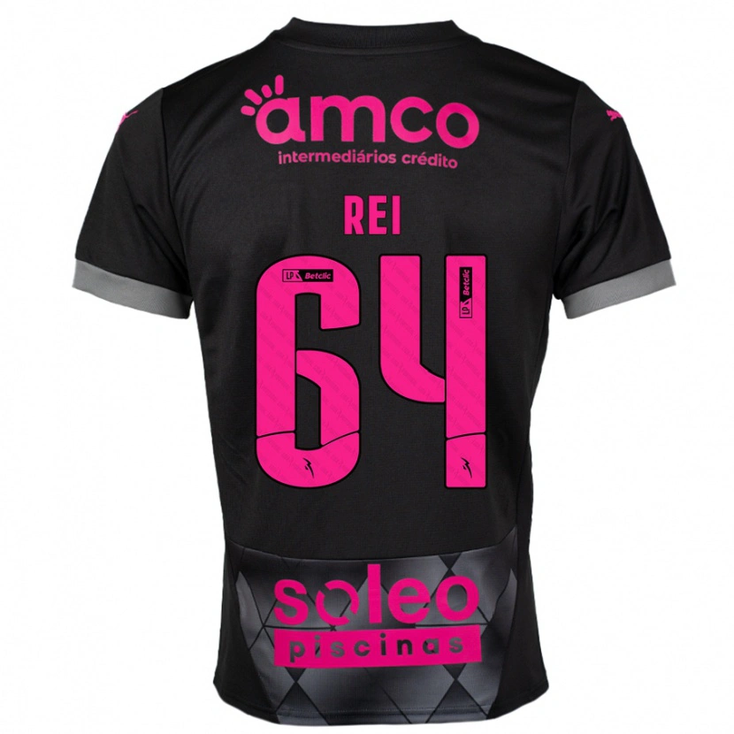 Danxen Enfant Maillot Ricardo Rei #64 Noir Rose Tenues Extérieur 2024/25 T-Shirt