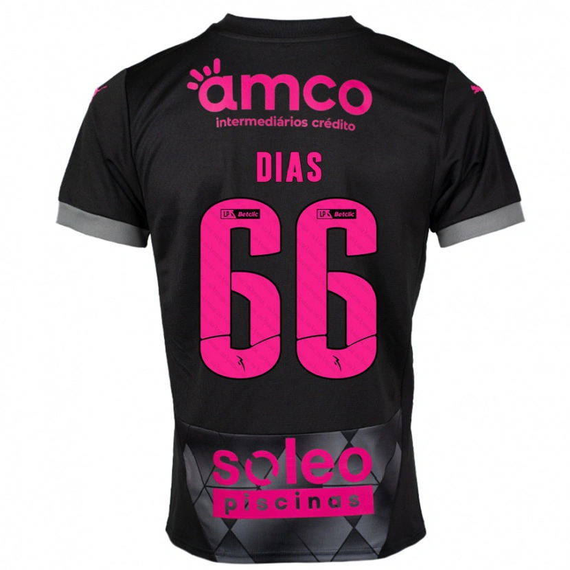 Danxen Enfant Maillot Gonçalo Dias #66 Noir Rose Tenues Extérieur 2024/25 T-Shirt