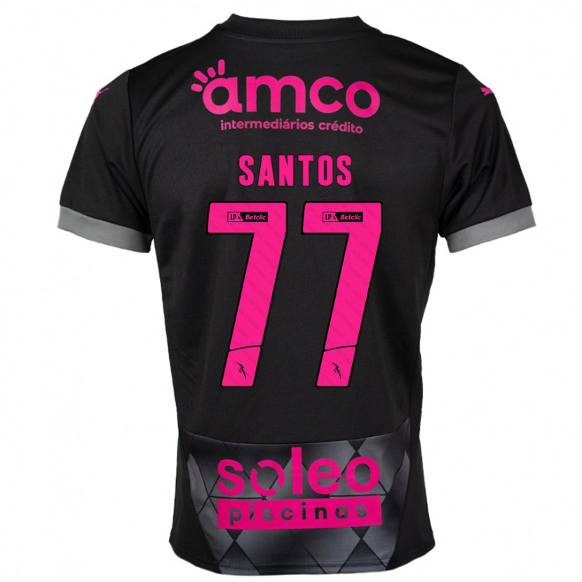 Danxen Enfant Maillot Edu Santos #77 Noir Rose Tenues Extérieur 2024/25 T-Shirt