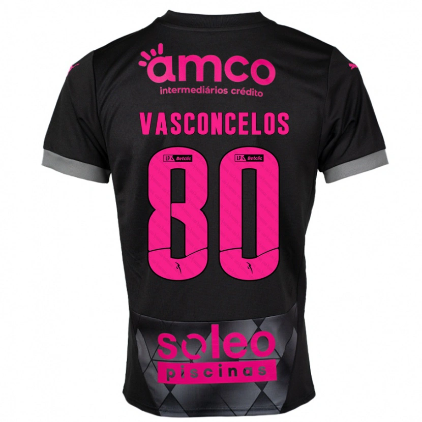 Danxen Enfant Maillot Vasconcelos #80 Noir Rose Tenues Extérieur 2024/25 T-Shirt