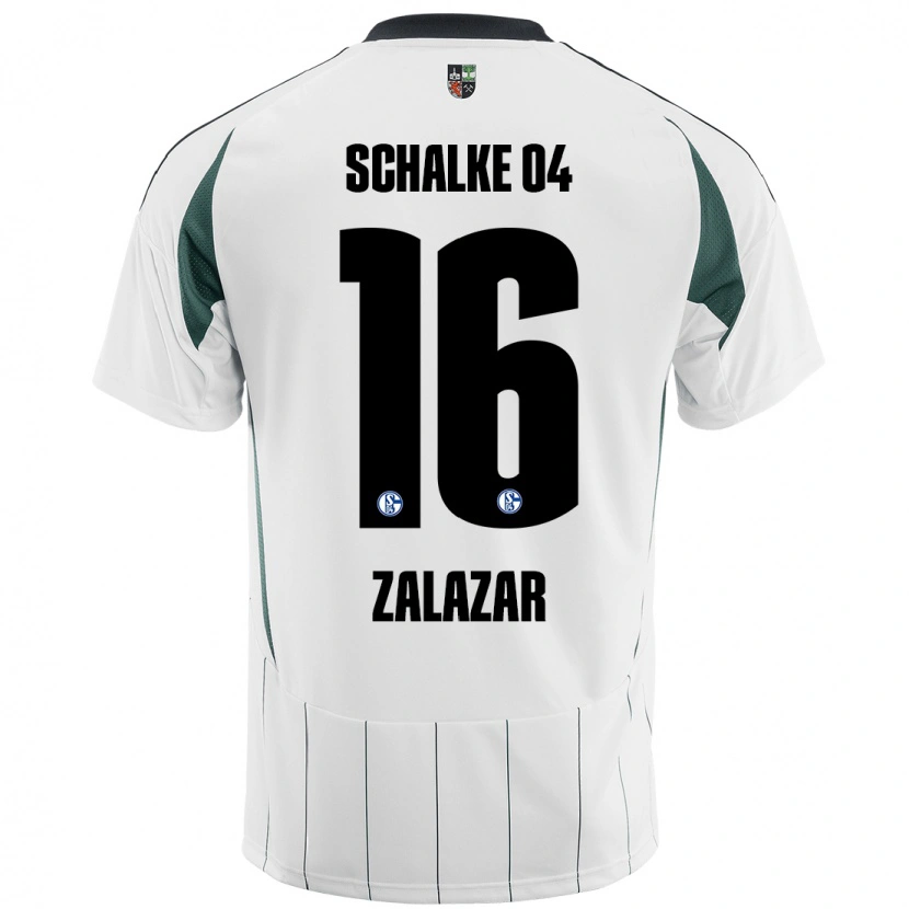 Danxen Enfant Maillot Mauro Zalazar #16 Blanc Vert Tenues Extérieur 2024/25 T-Shirt