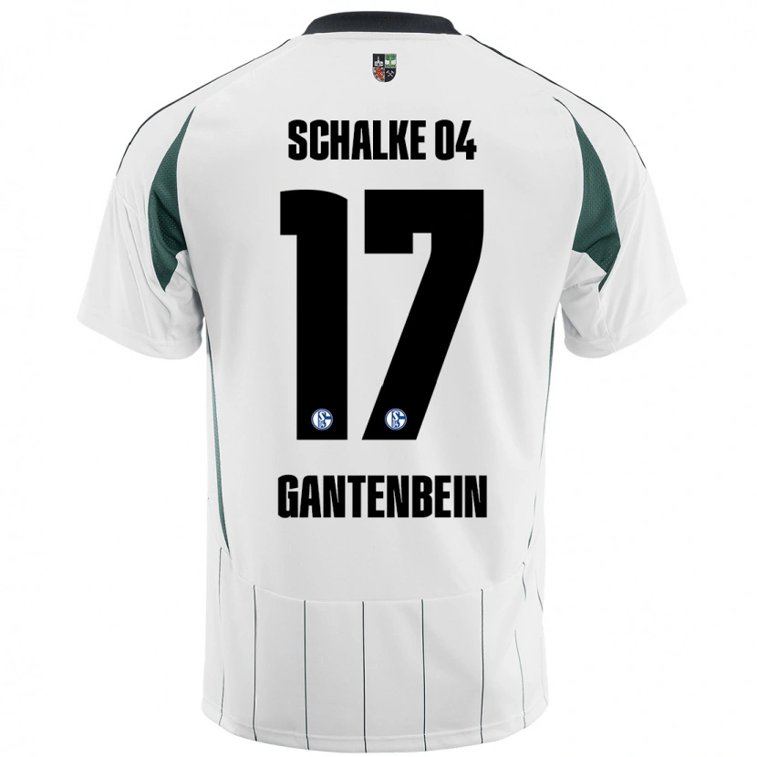 Danxen Enfant Maillot Adrian Gantenbein #17 Blanc Vert Tenues Extérieur 2024/25 T-Shirt