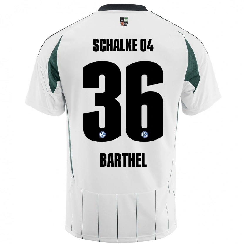 Danxen Enfant Maillot Niklas Barthel #36 Blanc Vert Tenues Extérieur 2024/25 T-Shirt