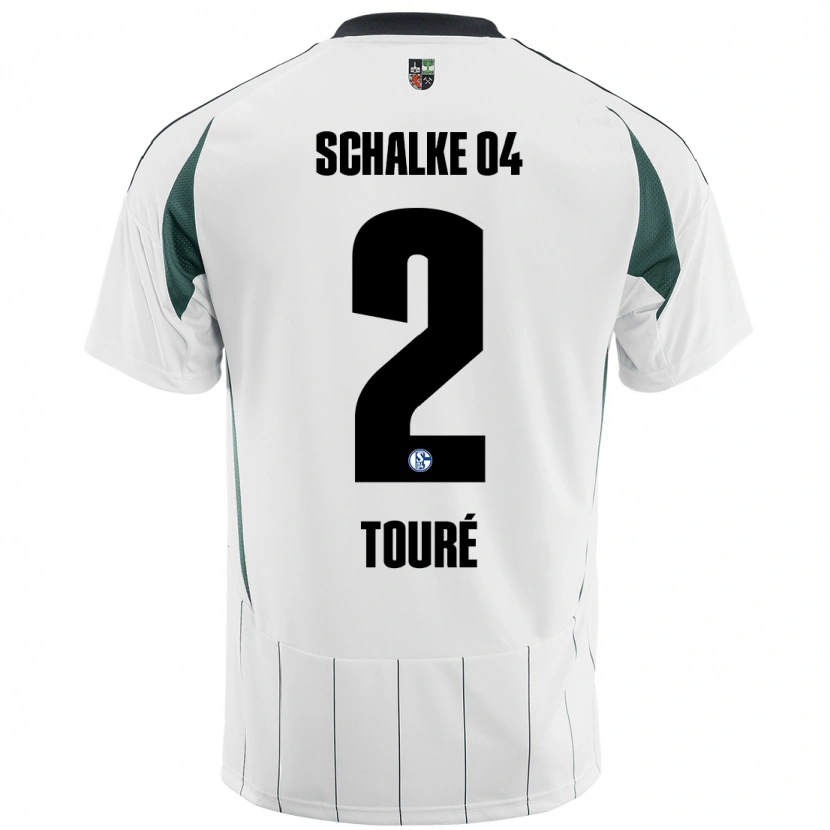 Danxen Enfant Maillot Tidiane Touré #2 Blanc Vert Tenues Extérieur 2024/25 T-Shirt