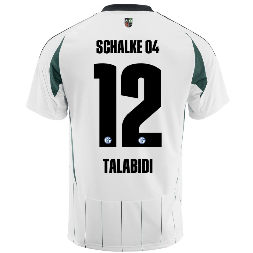 Danxen Enfant Maillot Malik Talabidi #12 Blanc Vert Tenues Extérieur 2024/25 T-Shirt