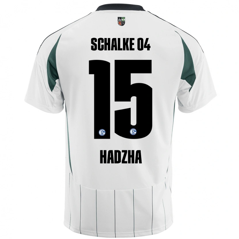 Danxen Enfant Maillot Nedzhib Hadzha #15 Blanc Vert Tenues Extérieur 2024/25 T-Shirt