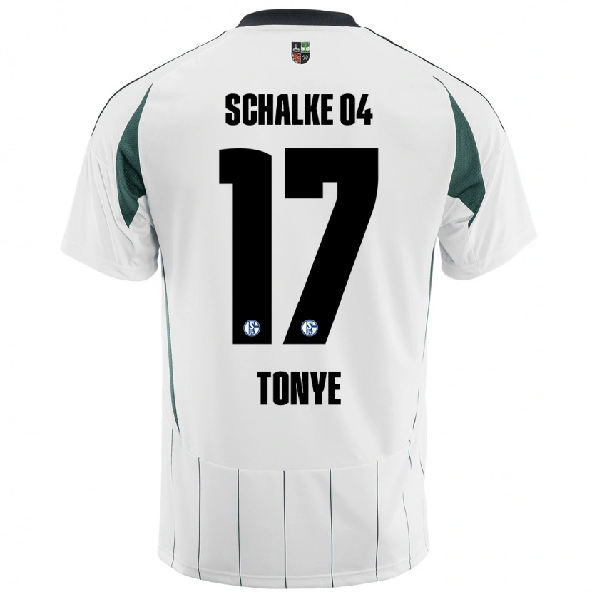 Danxen Enfant Maillot Yannick Tonye #17 Blanc Vert Tenues Extérieur 2024/25 T-Shirt