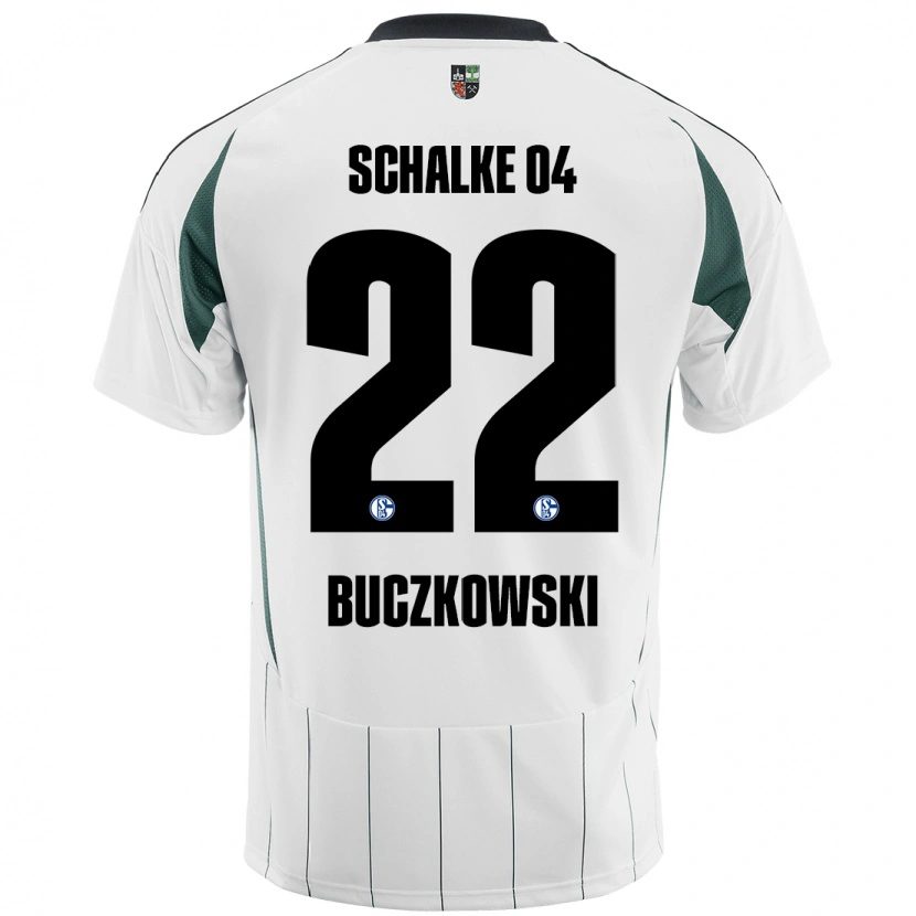 Danxen Enfant Maillot Philip Buczkowski #22 Blanc Vert Tenues Extérieur 2024/25 T-Shirt