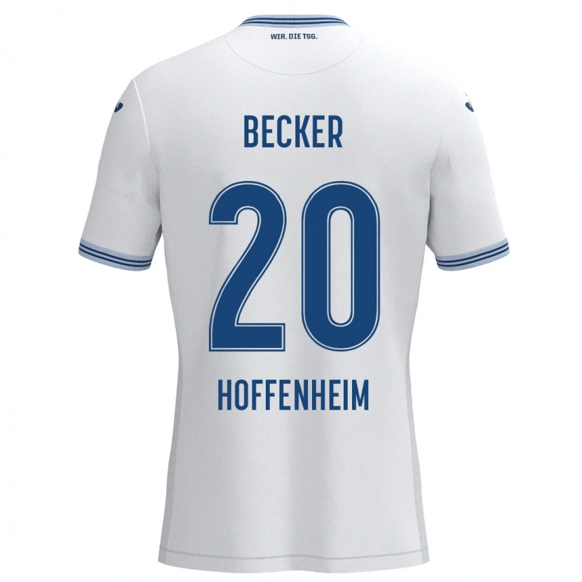 Danxen Enfant Maillot Finn Ole Becker #20 Blanc Bleu Tenues Extérieur 2024/25 T-Shirt