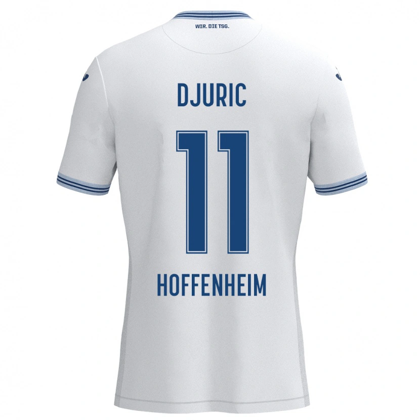 Danxen Enfant Maillot Luka Djuric #11 Blanc Bleu Tenues Extérieur 2024/25 T-Shirt