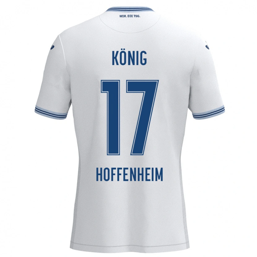 Danxen Enfant Maillot Noah König #17 Blanc Bleu Tenues Extérieur 2024/25 T-Shirt