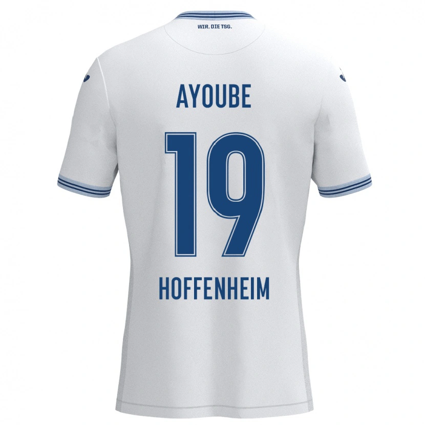 Danxen Enfant Maillot Ayoube Amaimouni-Echghouyab #19 Blanc Bleu Tenues Extérieur 2024/25 T-Shirt