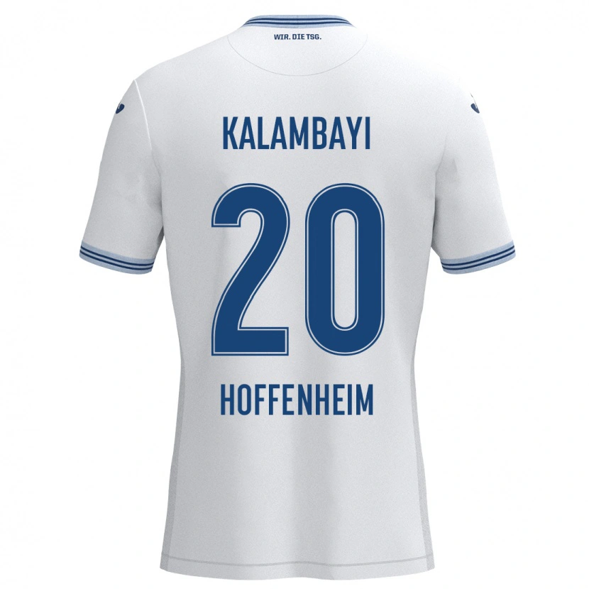 Danxen Enfant Maillot Simon Kalambayi #20 Blanc Bleu Tenues Extérieur 2024/25 T-Shirt