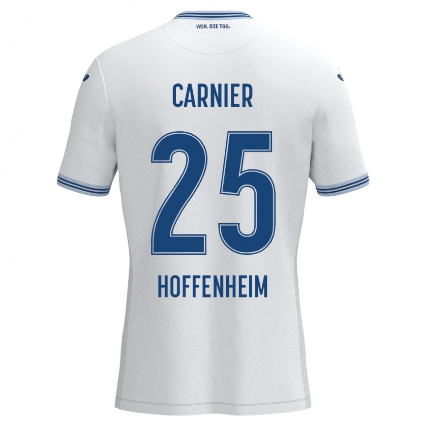 Danxen Enfant Maillot Alekseï Carnier #25 Blanc Bleu Tenues Extérieur 2024/25 T-Shirt