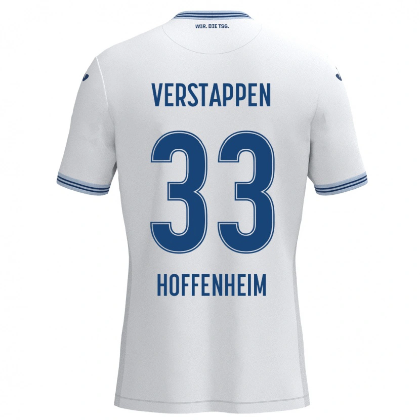 Danxen Enfant Maillot Eric Verstappen #33 Blanc Bleu Tenues Extérieur 2024/25 T-Shirt