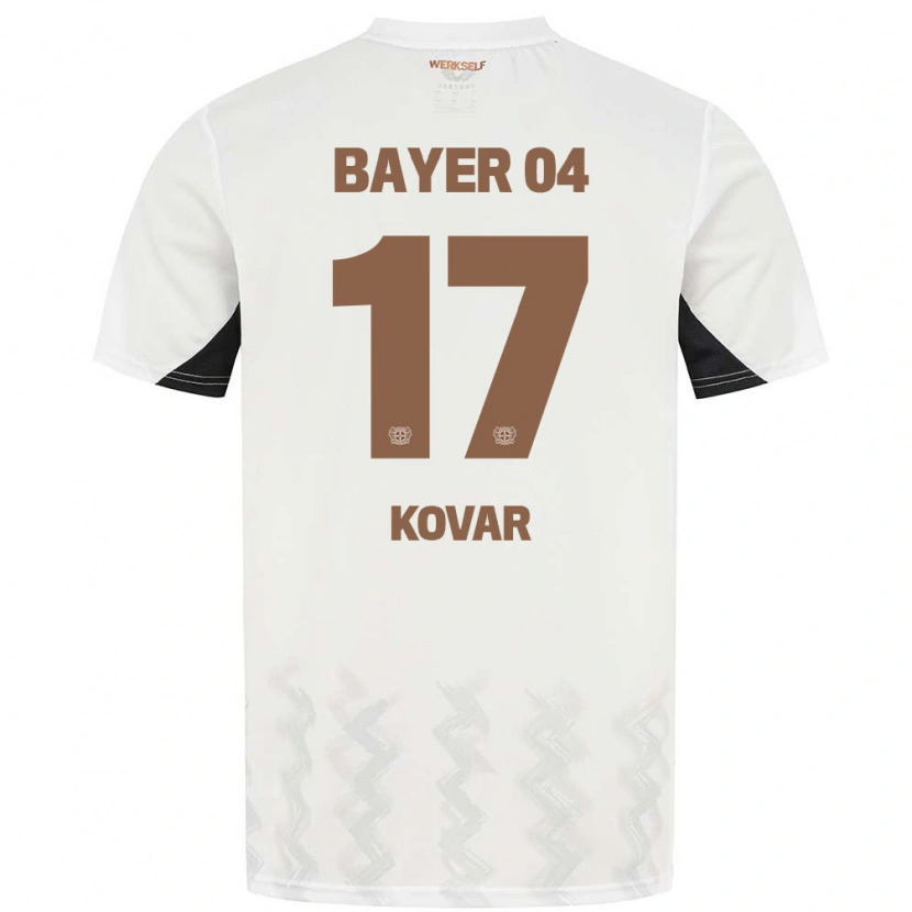 Danxen Enfant Maillot Matej Kovar #17 Blanc Noir Tenues Extérieur 2024/25 T-Shirt