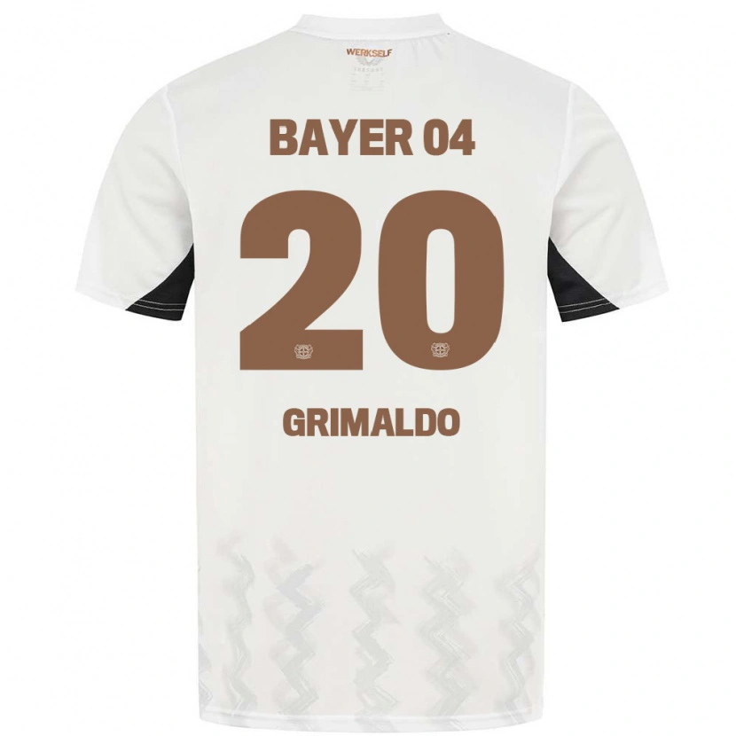 Danxen Enfant Maillot Alejandro Grimaldo #20 Blanc Noir Tenues Extérieur 2024/25 T-Shirt