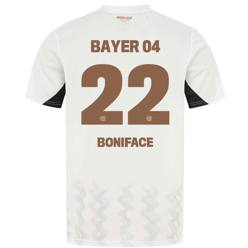 Danxen Enfant Maillot Victor Boniface #22 Blanc Noir Tenues Extérieur 2024/25 T-Shirt