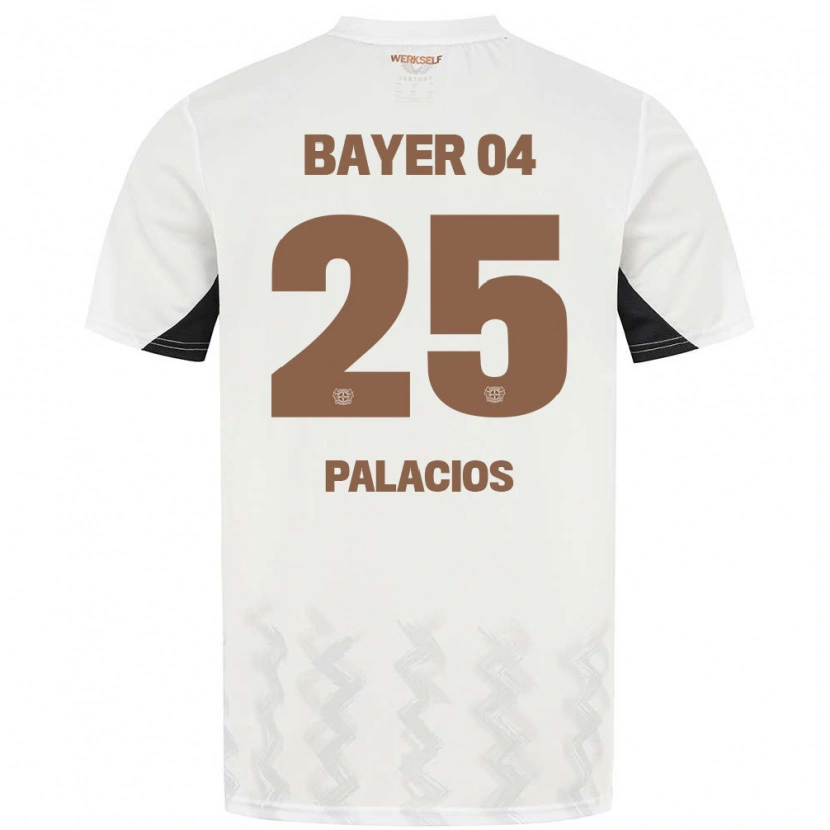 Danxen Enfant Maillot Exequiel Palacios #25 Blanc Noir Tenues Extérieur 2024/25 T-Shirt