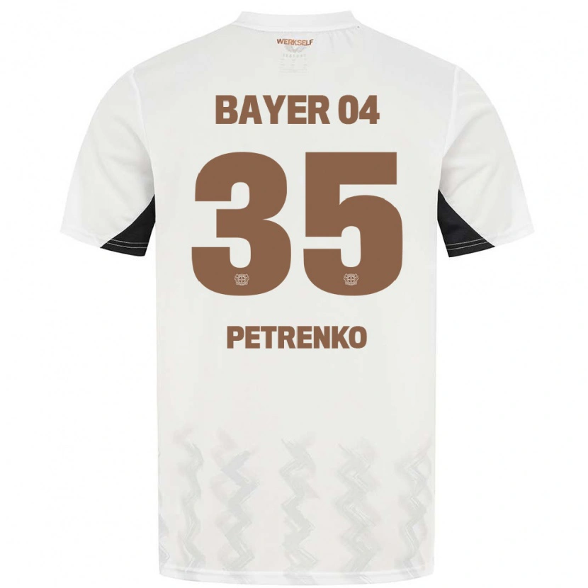 Danxen Enfant Maillot Oleksandr Petrenko #35 Blanc Noir Tenues Extérieur 2024/25 T-Shirt