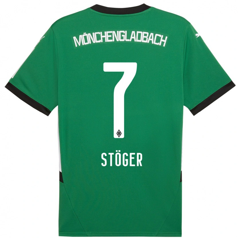 Danxen Enfant Maillot Kevin Stöger #7 Vert Blanc Tenues Extérieur 2024/25 T-Shirt