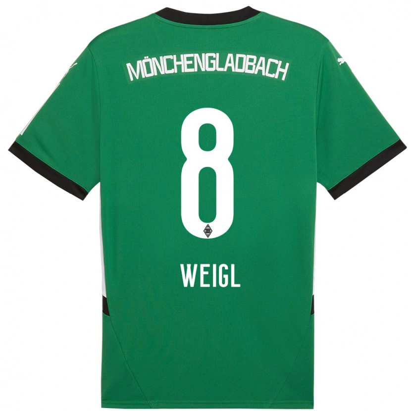 Danxen Enfant Maillot Julian Weigl #8 Vert Blanc Tenues Extérieur 2024/25 T-Shirt