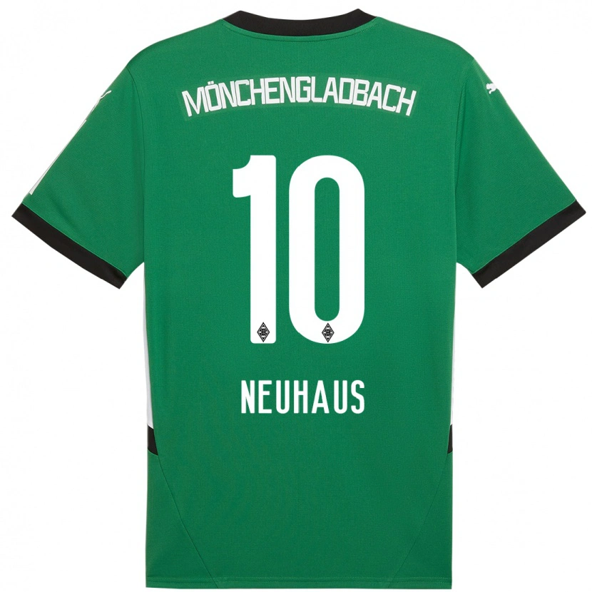 Danxen Enfant Maillot Florian Neuhaus #10 Vert Blanc Tenues Extérieur 2024/25 T-Shirt