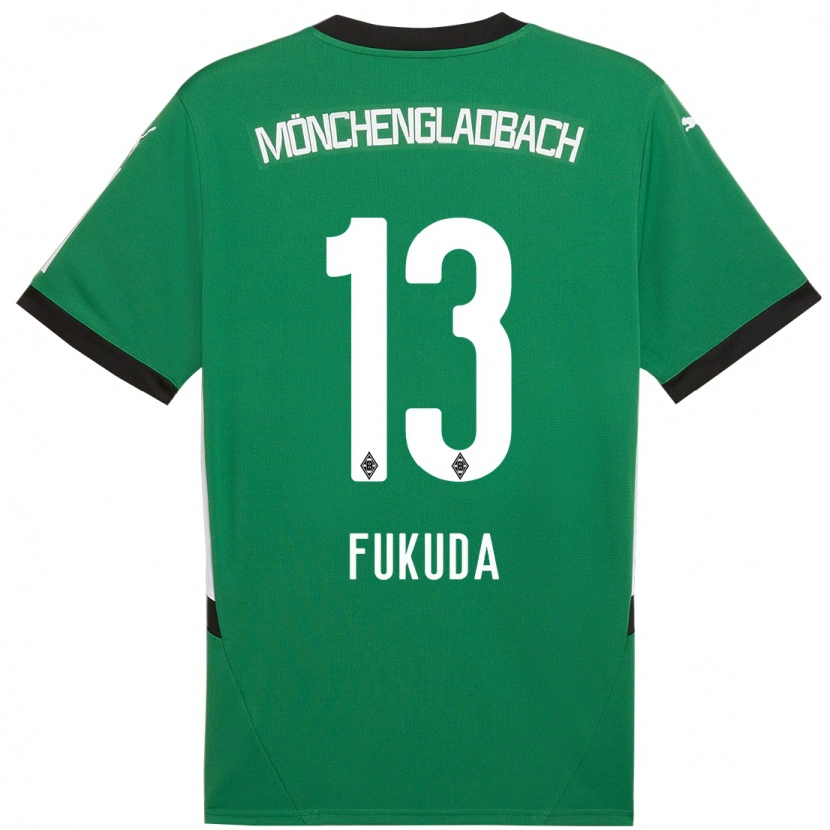 Danxen Enfant Maillot Shio Fukuda #13 Vert Blanc Tenues Extérieur 2024/25 T-Shirt