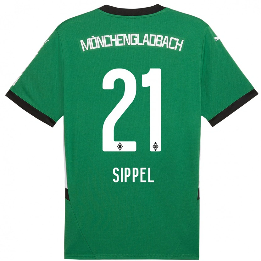 Danxen Enfant Maillot Tobias Sippel #21 Vert Blanc Tenues Extérieur 2024/25 T-Shirt