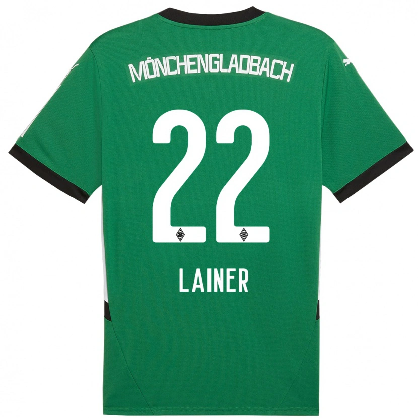 Danxen Enfant Maillot Stefan Lainer #22 Vert Blanc Tenues Extérieur 2024/25 T-Shirt