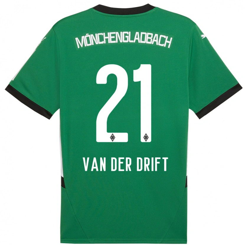 Danxen Enfant Maillot Suus Van Der Drift #21 Vert Blanc Tenues Extérieur 2024/25 T-Shirt