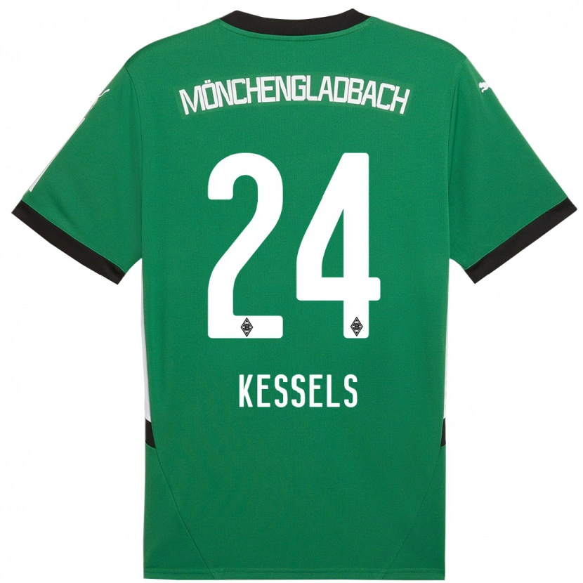 Danxen Enfant Maillot Imke Kessels #24 Vert Blanc Tenues Extérieur 2024/25 T-Shirt