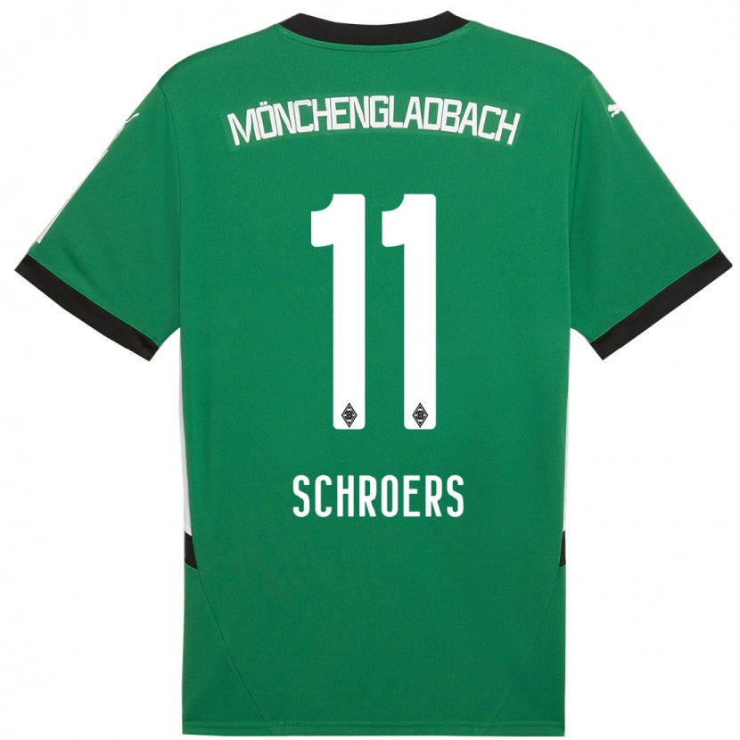 Danxen Enfant Maillot Mika Schroers #11 Vert Blanc Tenues Extérieur 2024/25 T-Shirt