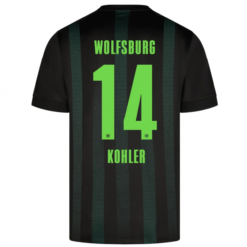 Danxen Enfant Maillot Leonard Köhler #14 Vert Foncé Tenues Extérieur 2024/25 T-Shirt