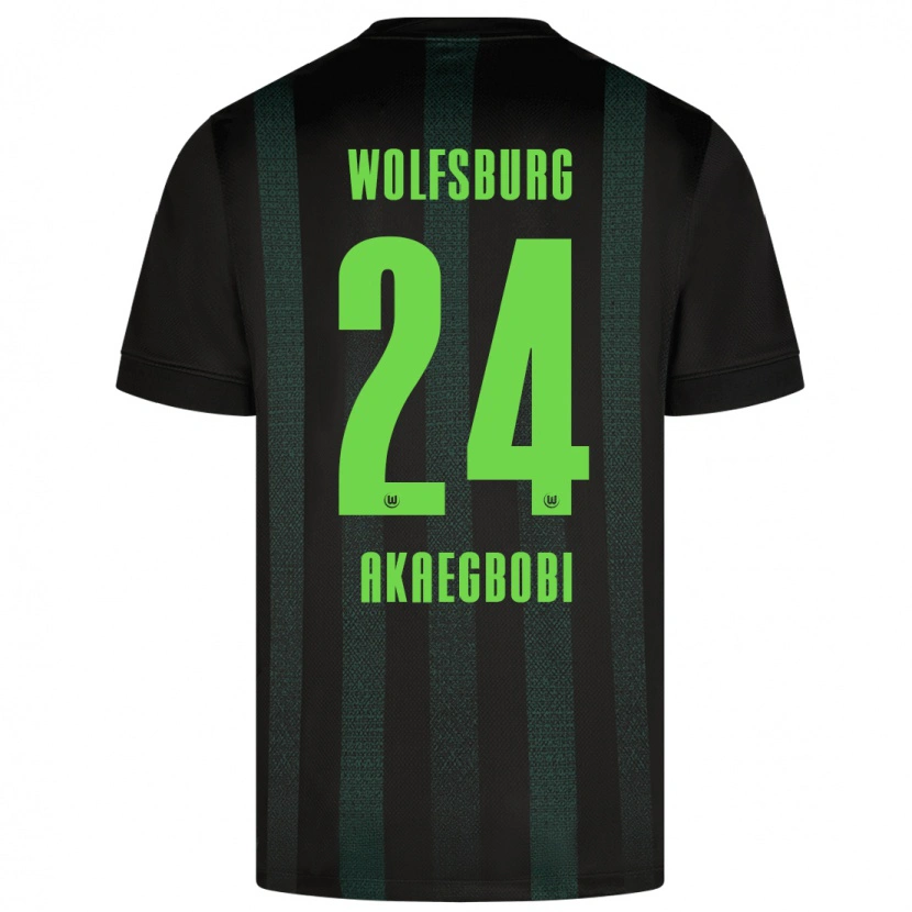 Danxen Enfant Maillot Jonathan Akaegbobi #24 Vert Foncé Tenues Extérieur 2024/25 T-Shirt