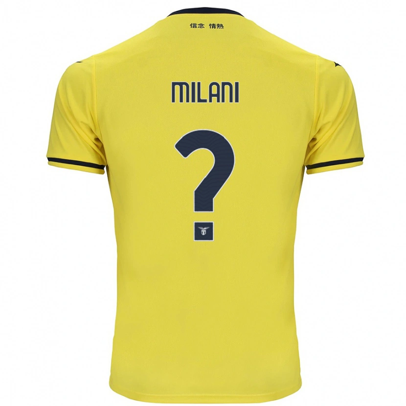 Danxen Enfant Maillot Alessandro Milani #0 Jaune Tenues Extérieur 2024/25 T-Shirt