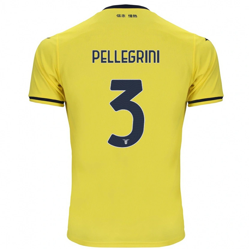 Danxen Enfant Maillot Luca Pellegrini #3 Jaune Tenues Extérieur 2024/25 T-Shirt