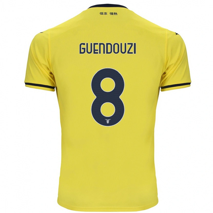 Danxen Enfant Maillot Mattéo Guendouzi #8 Jaune Tenues Extérieur 2024/25 T-Shirt