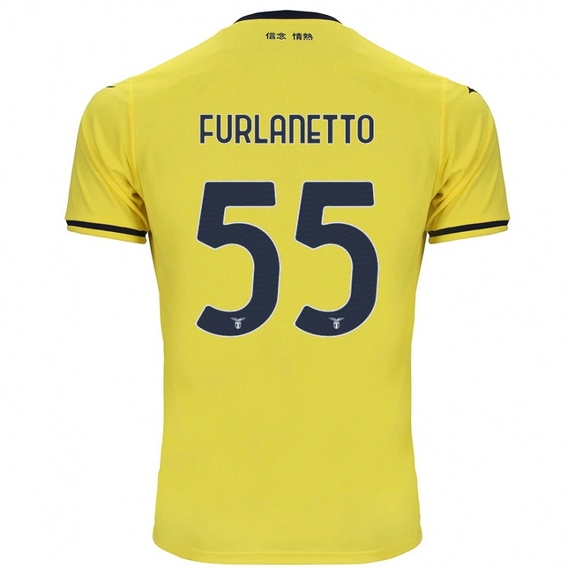 Danxen Enfant Maillot Alessio Furlanetto #55 Jaune Tenues Extérieur 2024/25 T-Shirt