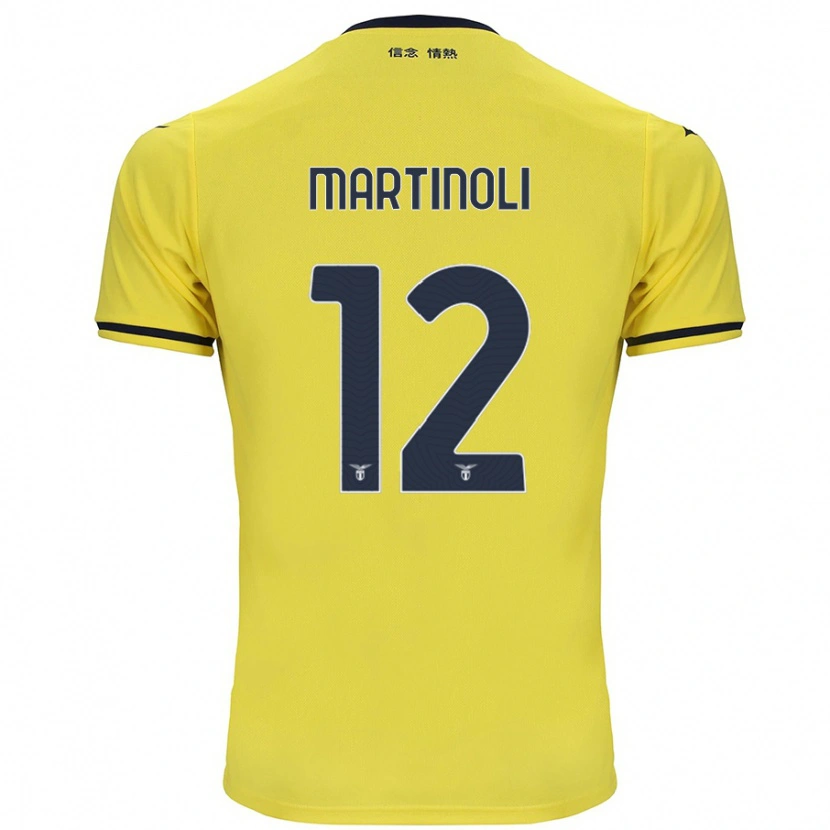 Danxen Enfant Maillot Elettra Martinoli #12 Jaune Tenues Extérieur 2024/25 T-Shirt