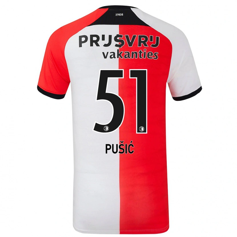 Danxen Homme Maillot Noah Pušić #51 Rouge Blanc Tenues Domicile 2024/25 T-Shirt