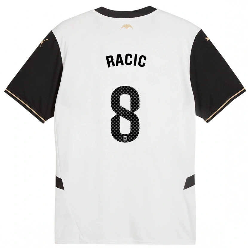 Danxen Homme Maillot Uros Racic #8 Blanc Noir Tenues Domicile 2024/25 T-Shirt