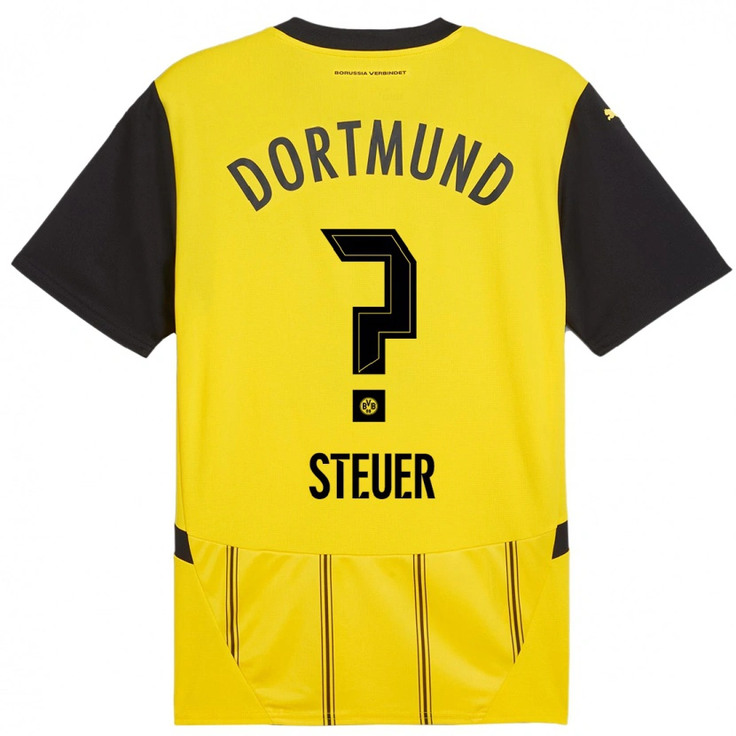 Danxen Homme Maillot Etienne Steuer #0 Jaune Noir Tenues Domicile 2024/25 T-Shirt