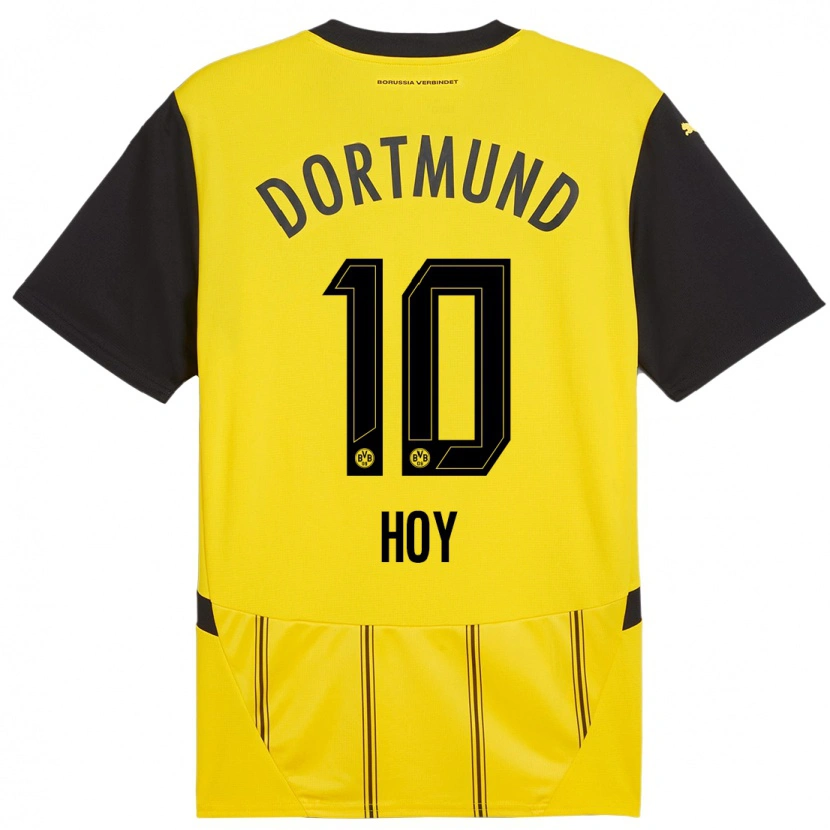 Danxen Homme Maillot Justin Hoy #10 Jaune Noir Tenues Domicile 2024/25 T-Shirt