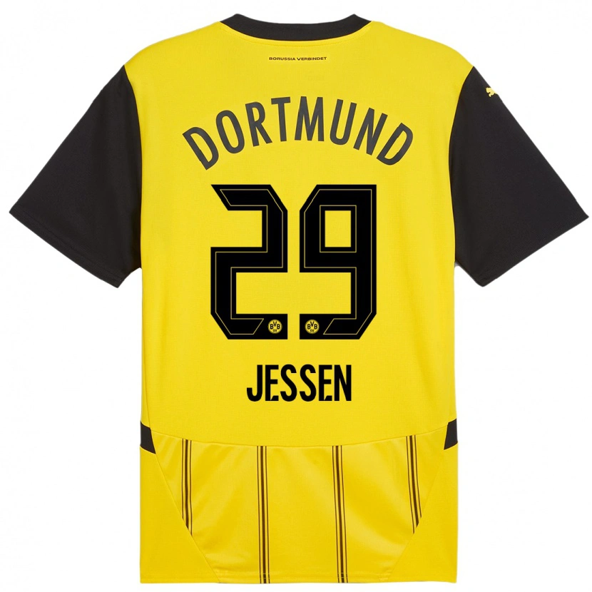 Danxen Homme Maillot Niklas Jessen #29 Jaune Noir Tenues Domicile 2024/25 T-Shirt