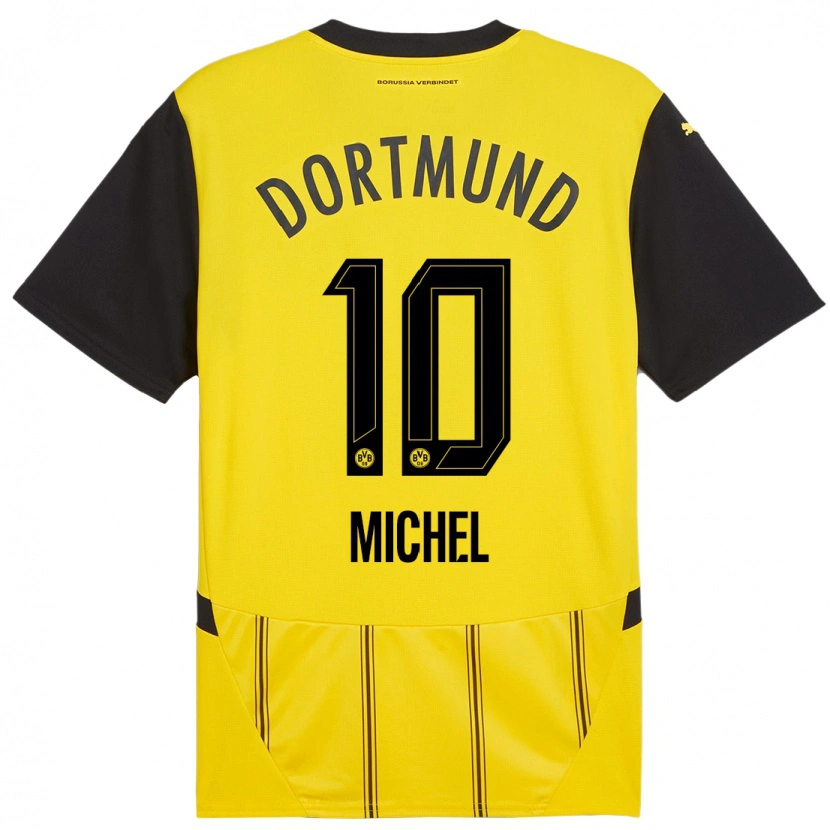 Danxen Homme Maillot Falko Michel #10 Jaune Noir Tenues Domicile 2024/25 T-Shirt