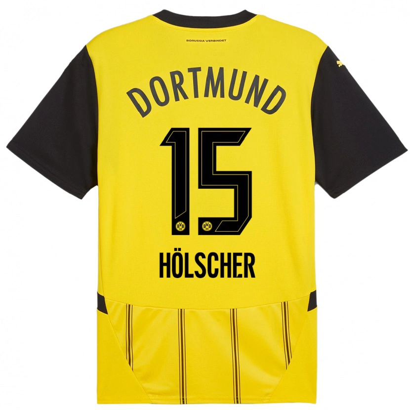 Danxen Homme Maillot Mats Hölscher #15 Jaune Noir Tenues Domicile 2024/25 T-Shirt