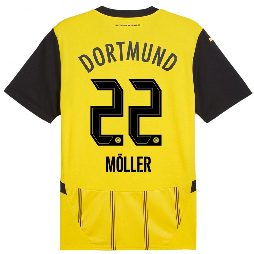 Danxen Homme Maillot Paul Möller #22 Jaune Noir Tenues Domicile 2024/25 T-Shirt