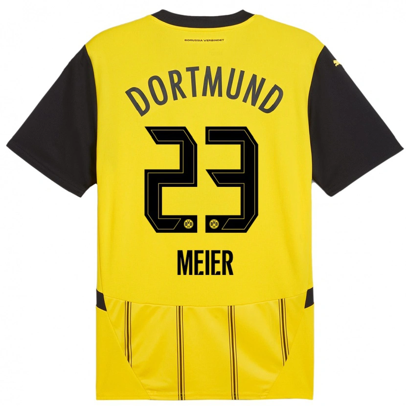 Danxen Homme Maillot Maximilian Meier #23 Jaune Noir Tenues Domicile 2024/25 T-Shirt